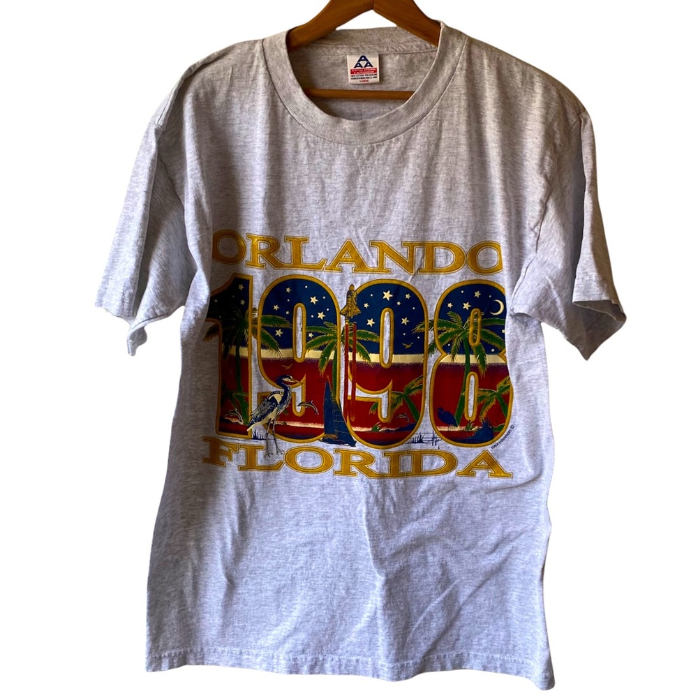 Vintage 1998 Orlando Grey/White T-shirt GALA Enterprises AAA